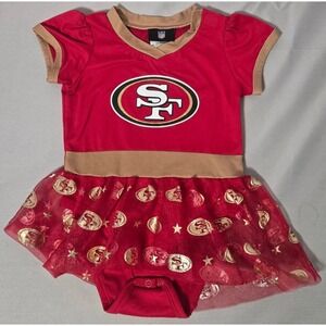 NFL San Francisco 49ers Tutu Cheerleader Bodysuit Leggings Set Baby Girls 24M